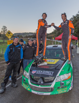 Mount Maunganui's David Holder and co-driver Jason Farmer after winning the latest rally champs in Gisborne over the weekend. Photo/supplied